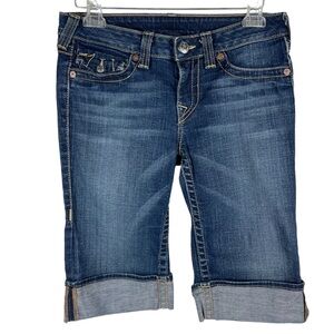 True Religion Sophie Low Rise Denim Cuffed Bermuda Shorts in Size 30